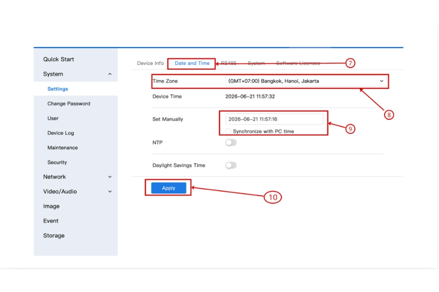 Cài ngày giờ và múi giờ tại Setting _ System _ Settings _ Date and Time