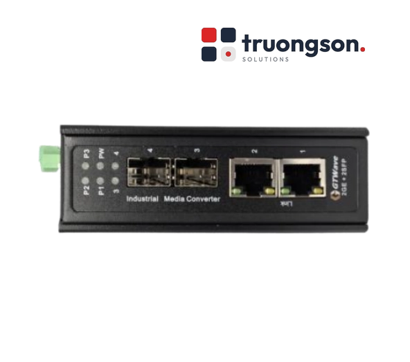 Switch Công Nghiệp PoE 2 Cổng RJ45 + 2 Cổng Quang SFP, Hi-PoE GTWave Non-China, NDAA GTW-I02H2