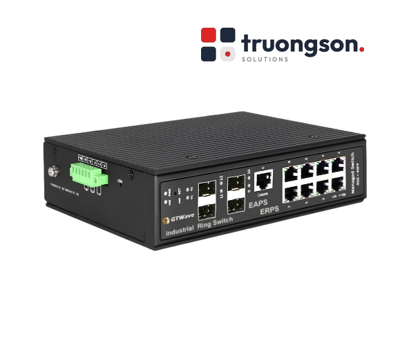 Switch Công Nghiệp Managed 8 ổng RJ45 + 4 Cổng Quang 10G SFP, Layer 3 GTWave Non-China đạt NDAA GTW-D08L4