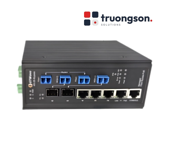 Switch DIN-rail Bypass Managed 4 Cổng RJ45 + 2 Cổng Quang SFP GTWave Non-China, NDAA GTW-D04Y2