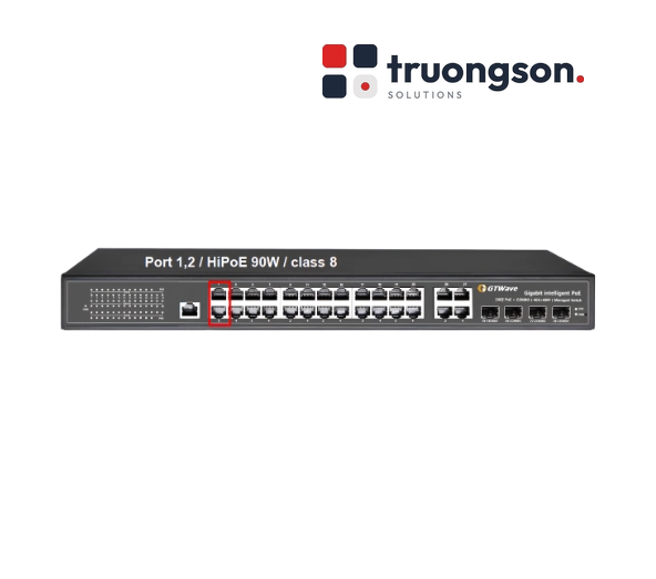 Switch PoE 24 Cổng RJ45 + 4 Combo, Managed GTWave Non-China, NDAA GTW-P24C4