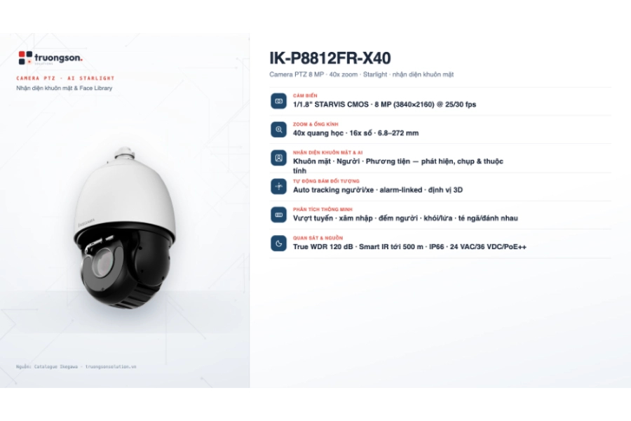 thông số kỹ thuật tiêu biểu camera ikegawa IK-P8812FR-X40