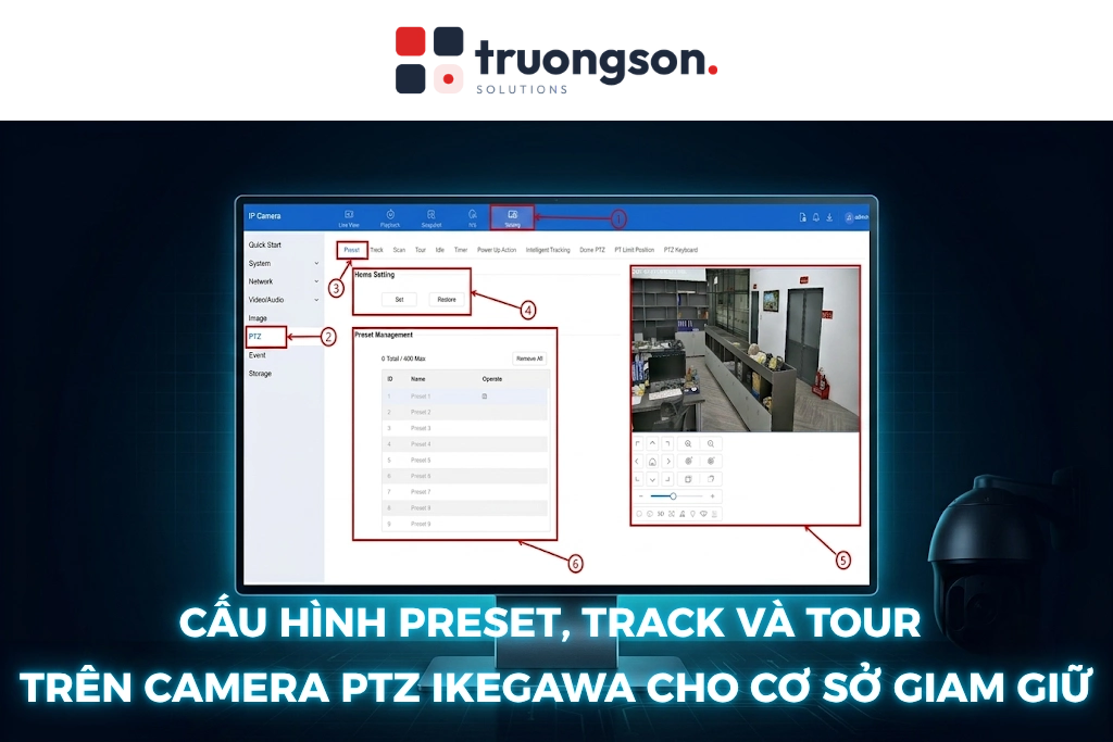 Cấu hình Preset, Track và Tour trên camera PTZ Ikegawa cho cơ sở giam giữ