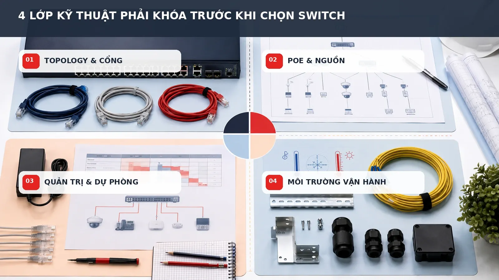 Bốn lớp kỹ thuật cần kiểm tra khi lựa chọn switch cho dự án đầu tư công