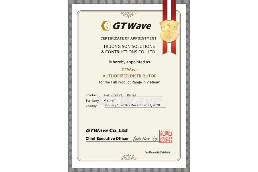 Chứng nhận ủy quyền phân phối chính thức GTWave bởi Trường Sơn Solutions