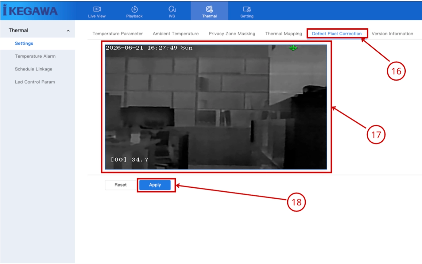 Tab Defect Pixel Correction, sửa điểm ảnh lỗi trên cảm biến nhiệt