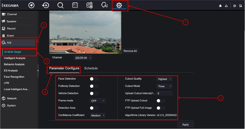 Tab Parameter Configure của AI Multi-Target