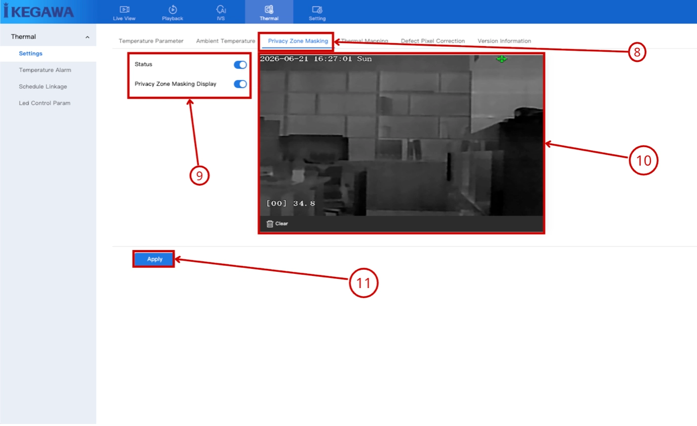 Tab Privacy Zone Masking trên kênh nhiệt