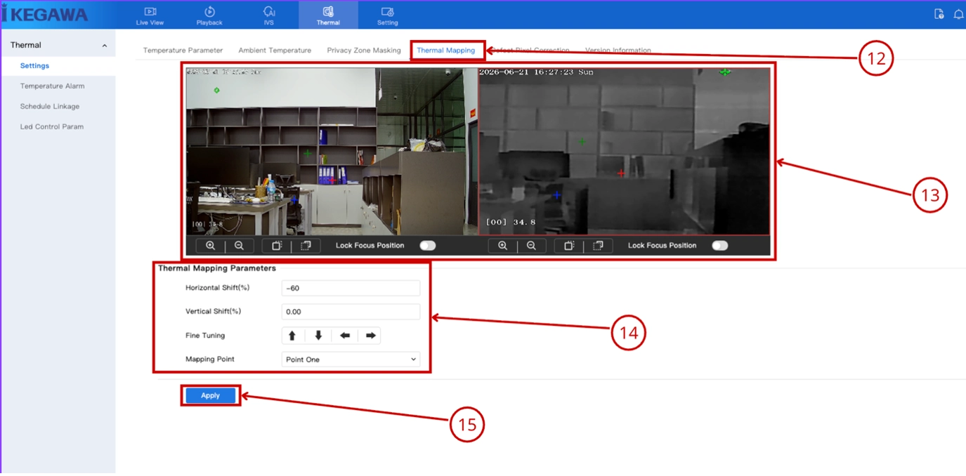 Tab Thermal Mapping, căn chỉnh chồng ảnh nhiệt và ảnh quang học